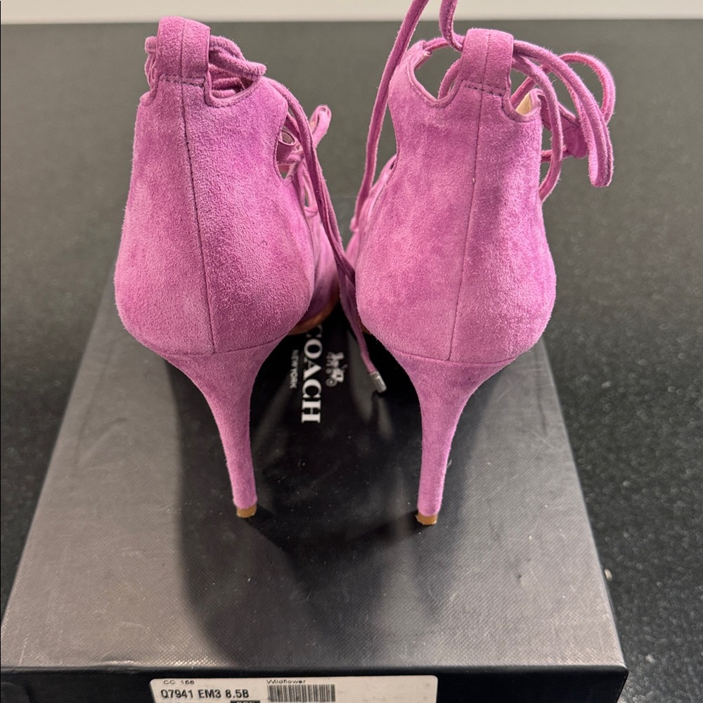 Coach Women's Wildflower Pink Lace-Up Kira Heels 8.5 - Picture 5 of 5